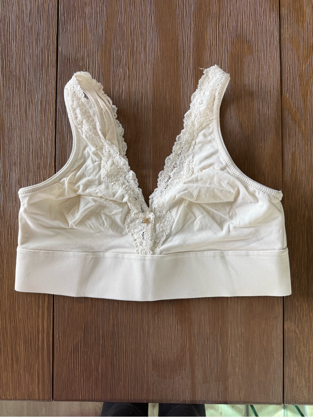 Soma Lace Trim Wireless Bralette in Cream